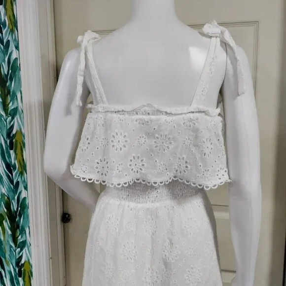 Simplee White Eyelet Lace Whimsy Cottagecore Prairie Halter Twee Dress S NWOT - Picture 4 of 10